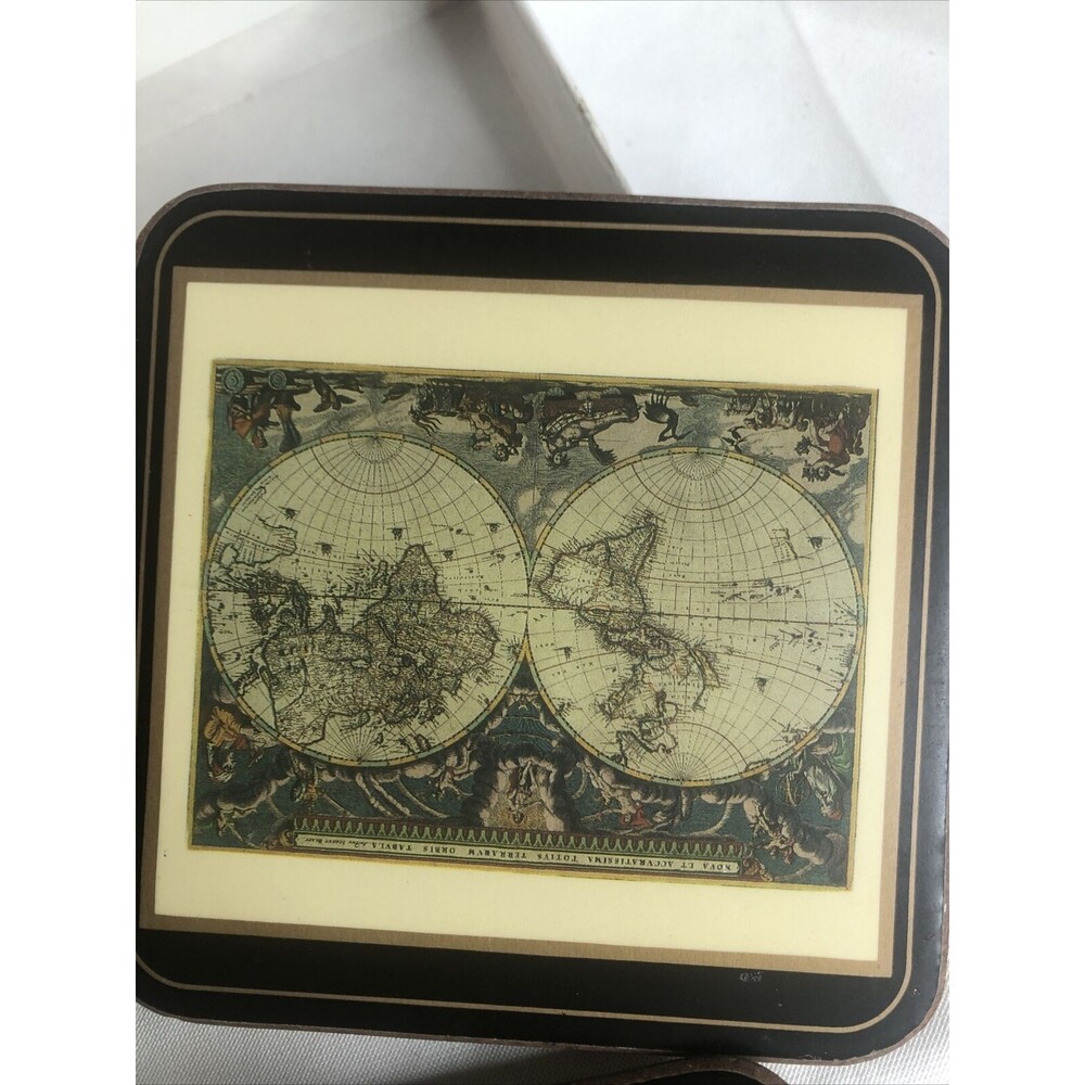 Vintage Pimpernel Antique Maps 10.5cm Square Coasters x3 Boxed - Picture 3 of 6